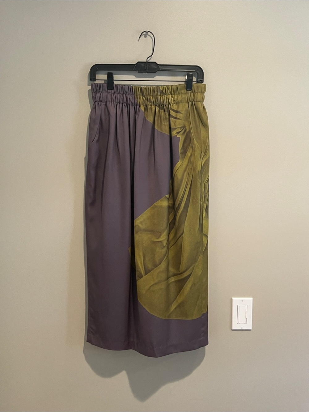 Olive Green and Plum Midi Skirt